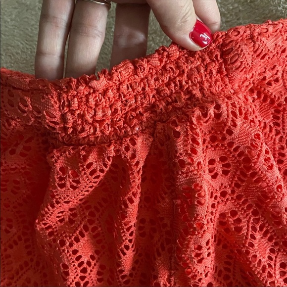 Rewind Eyelet Coral-Orange Shorts - Picture 7 of 7
